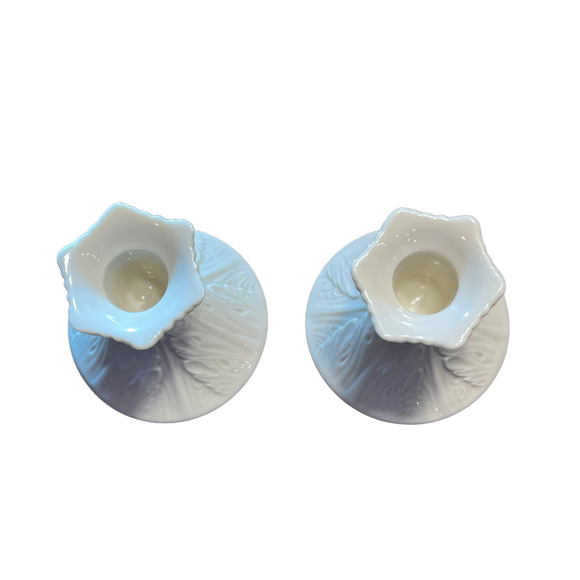 Lenox‎ Candlesticks Set Of 2 Holder Hexagonal Shaped Milk Glossy White 3.5" - Picture 6 of 6